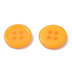 Gold Acrylic Sewing Buttons, Plastic Shirt Buttons for Costume Design, 4-Hole, Dyed, Flat Round, Gold, 17x2mm, Hole: 1mm
