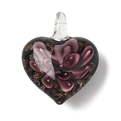 Розово-Коричневый Ручной работы подвески золотые бусины песка, внутренние подвески в виде цветка-сердечка, розово-коричневый, 25x20x10.5 мм, отверстие : 4 мм
