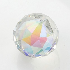 Colorful Faceted Round Glass Pendants, Colorful, 23~25x21mm, Hole: 2mm