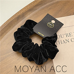 Black Solid Color Velvet Elastic Hair Accessories, for Girls or Women, Scrunchie/Scrunchy Hair Ties, Black, 110x30mm