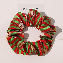 Sea Green Christmas Theme Cloth Elastic Hair Ties, Scrunchie/Scrunchy Hair Ties for Girls or Women, Sea Green, 35x90mm
