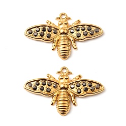 Реактивный Самолет 304 из нержавеющей стали горный хрусталь подвески, насекомое, золотые, струя, 18x28x3 мм, отверстие : 1.4 мм