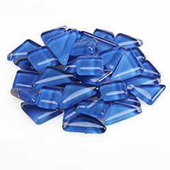 Озёрно--синий Прозрачные стеклянные кабошоны, мозаичные плитки, для украшения дома или поделок, треугольник и квадрат, Плут синий, площади: 12x12x4 mm, Треугольник: 13x23x4.8 мм, 640 шт / 1000 г