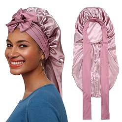 Flamingo Satin Bonnet Hair Bonnet With Tie Band For Sleeping, Reusable Adjusting Hair Care Wrap Cap Sleep Caps, Flamingo, 680x290mm