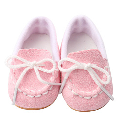 Pink PU Waterproof Cloth Doll Shoes, with Bowknot Shoelace, for 18 "American Girl Dolls Accessories, Pink, 75x45mm