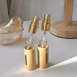 Navajo White Empty Portable Glass Spray Bottles, with Bamboo,  Refillable Detachable Glass Inner Bottle Travel Perfume Container, Navajo White, 1.9x7.3cm, Capacity: 5ml(0.17fl. oz)