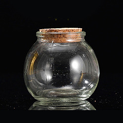 Round Glass Bead Containers, Wishing Bottles, with Cork, Round, 6.5x6.5cm