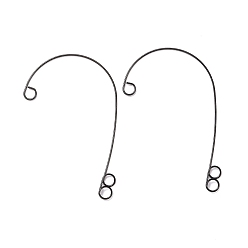 Black 316 Stainless Steel Ear Cuff Findings, Climber Wrap Around Non Piercing Earring Findings with 3 Loop, Black, 59x38x0.5mm, Hole: 4mm