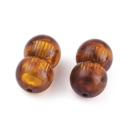 Saddle Brown Brass Screw Clasps, with Resin & Amber, Translucent, Compacting Molding, Column, Platinum & Golden, Saddle Brown, 8x13mm, Hole: 1mm