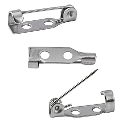 Stainless Steel Color Tarnish Resistant 304 Stainless Steel Brooch Pin Back Bar Findings, Stainless Steel Color, 17x5.5x5mm, Hole: 2mm