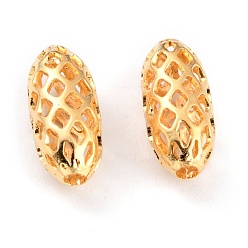 Real 24K Gold Plated Brass Beads, Long-Lasting Plated, Hollow Out, Rice, Real 24K Gold Plated, 11x5mm, Hole: 1.4mm