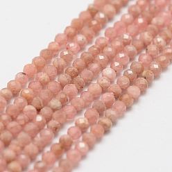 Rhodochrosite Natural Rhodochrosite Beads Strands, Grade AA, Faceted, Round, 2mm, Hole: 0.5mm, about 160~179pcs/strand, 12.5 inch~12.9  inch(320~330mm)