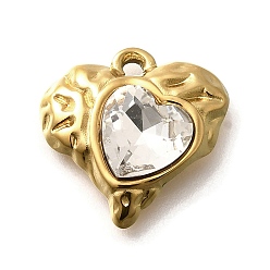 Кристалл 304 подвески из нержавеющей стали, со стразами, реальный 18 k позолоченный, ионное покрытие (ip), сердце, кристалл, 16.5x16.5x5.5 мм, отверстие : 1.8 мм