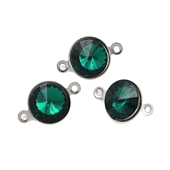 Зеленый Подвески-коннекторы со стеклянным конусом, с 304 установками из нержавеющей стали, цвет нержавеющей стали, зелёные, 8.5x14.5x5 мм, отверстие : 1 мм