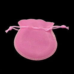 Hot Pink Velvet Bags, Calabash Shape Drawstring Jewelry Pouches, Hot Pink, 9x7cm