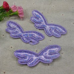 Lilac Wings Sew on Fluffy Ornament Accessories, DIY Sewing Craft Decoration, Lilac, 80x30mm