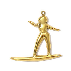 Настоящее золото 18K 304 подвески из нержавеющей стали, шармы в форме человека , ионное покрытие (ip), реальный 18 k позолоченный, 29x28 мм