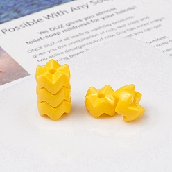 Gold Opaque Acrylic Beads, Wave Snowflake, Gold, 9.5x5mm, Hole: 2mm