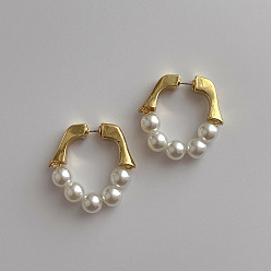 pearl earrings Minority Retro Design Metal Pearl Earrings Women's Fashion Temperament Personality Beaded Earrings Simple Versatile Ear Studs