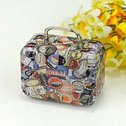 Colorful Mini Iron Suitcases, Miniature Vintage Luggage, Dollhouse Decorations, Rectangle, Colorful, 75x55x35mm
