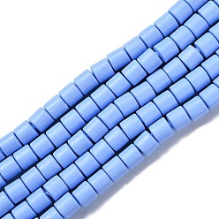 Bleu Ardoise Moyen Polymère main brins d'argile de perles, colonne, bleu ardoise moyen, 6.5x6mm, Trou: 1.2mm, Environ 61 pcs/chapelet, 15.75 pouce (40 cm)