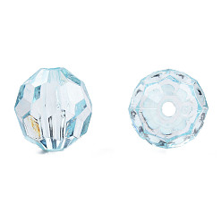 Light Cyan Transparent Acrylic Beads, Faceted, Round, Light Cyan, 12x11.5mm, Hole: 1.7mm, about 550pcs/500g