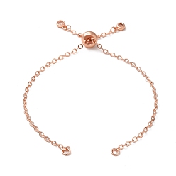 Розовое Золото Покрытие стойки латунным кабелем звено цепи изготовление браслета, с кубического циркония, изготовление браслетов-слайдеров, подходит для разъема-шарма, розовое золото , 20x0.2 см, отверстие : 2 мм