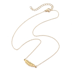 Golden 304 Stainless Steel Pendant Necklaces, Leaf, Golden, 15.00 inch(38.1cm)