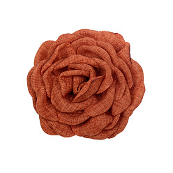 Sienna Satin Fabric Handmade 3D Camerlia Flower, DIY Ornament Accessories for Shoes Hats Clothes, Sienna, 80mm