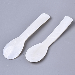 Seashell Color Natural Freshwater Shell Spoons, Mother of Pearl Caviar Spoons, Seashell Color, 80~81x22~23x3mm