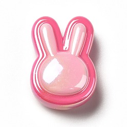 Pearl Pink Two Tone UV Plating Rainbow Iridescent Acrylic Beads, Rabbit, Pearl Pink, 23.5x17x10.5mm, Hole: 3.5mm