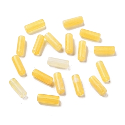 Gold Opaque Acrylic Beads, Two Tone, Column, Gold, 13.5x4.7mm, Hole: 1.4mm
