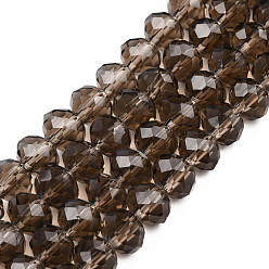 Brun De Noix De Coco Chapelets de perles en verre, facette, rondelle, brun coco, 8x6mm, Trou: 1mm, Environ 65~68 pcs/chapelet, 15.7~16.1 pouce (40~41 cm)