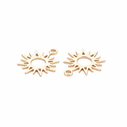 Real 18K Gold Plated Brass Charms, Nickel Free, Sun, Real 18K Gold Plated, 15x13x0.5mm, Hole: 1.4mm