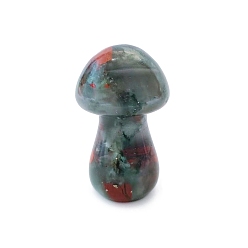 Bloodstone Natural Bloodstone Healing Mushroom Figurines, Reiki Energy Stone Display Decorations, 35mm
