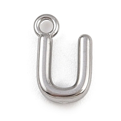 Letter U 304 Edelstahl Reize, Gestell, langlebig überzogen, Platin Farbe, Buchstabe u, 9x6x2 mm, Bohrung: 1.2 mm