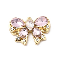 Розовый Подвески из сплава и страза, бабочка, стойки покрытие, золотые, светло-розовый, 20.5x29.5x6 мм, отверстие : 1.6 мм