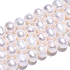 Creamy White Natural Cultured Freshwater Pearl Beads Strands, Potato, Creamy White, 5.5~6.5mm, Hole: 0.6mm, about 29~31pcs/strand, 7.09~7.48 inch(18~19cm)