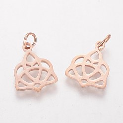 Rose Gold 304 Stainless Steel Pendants, Rose Gold, 15x12x1mm, Hole: 3mm
