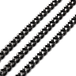 Electrophoresis Black Vacuum Plating 304 Stainless Steel Cuban Link Chains, Unwelded, with Spool, Electrophoresis Black, 7x5x2mm, about 32.81 Feet(10m)/Roll