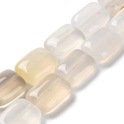 Natural Agate Natural White Agate Beads Strands, Rectangle, 14~15x10~11x5~5.5mm, Hole: 1~1.2mm, about 28pcs/strand, 16.02 inch(40.7cm)