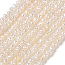Beige Brins de perles de culture d'eau douce naturelles, Note 3 un, pomme de terre, beige, 2~3mm, Trou: 0.1mm, Environ 133~135 pcs/chapelet, 14.96'' (38 cm)