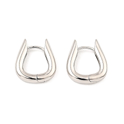 Платина Латунные серьги обруча, слеза, платина, 17x15.5x3 мм