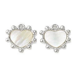 Нержавеющая Сталь Цвет 304 подвески из натуральной ракушки пауа из нержавеющей стали/белой ракушки, сердце прелести, цвет нержавеющей стали, 15.5x15.5x2.5 мм, отверстие : 1.6 мм
