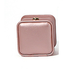 Light Coral Crown Rectangle PU Leather Ring Jewelry Box, Finger Ring Storage Gift Case, with Velvet Inside, for Wedding, Engagement, Light Coral, 5.5x6x5cm