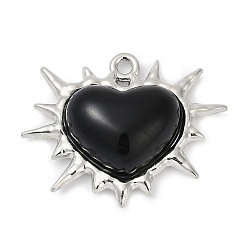 Черный Подвески из сплава , сердце прелести, cmолой, без свинца, без кадмии и без никеля, стойки покрытие, чёрные, 20.5x25.5x7 мм, отверстие : 1.6 мм