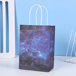 Звезда Крафт-бумажные пакеты с рисунком звездного неба, с пеньковой веревки, подарочные пакеты, сумки для покупок, прямоугольные, звезда картины, 15x8x21 см
