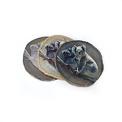 Koala Печатный орнамент из кусочков натурального агата, декор для домашнего офиса на удачу, коала, 115~125x110~130x7~8 мм