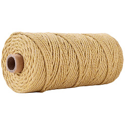 Wheat Cotton String Threads for Crafts Knitting Making, Wheat, 3mm, about 109.36 Yards(100m)/Roll