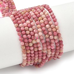 Родонит Природные родонит бисер нитей, граненые, класс AAA, круглые, 3 мм, отверстие : 0.6 мм, около 111 шт / нитка, 15.35'' (39 см)